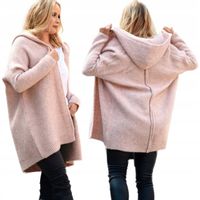 F618 Gruby KARDIGAN oversize KAPTUR, gładki