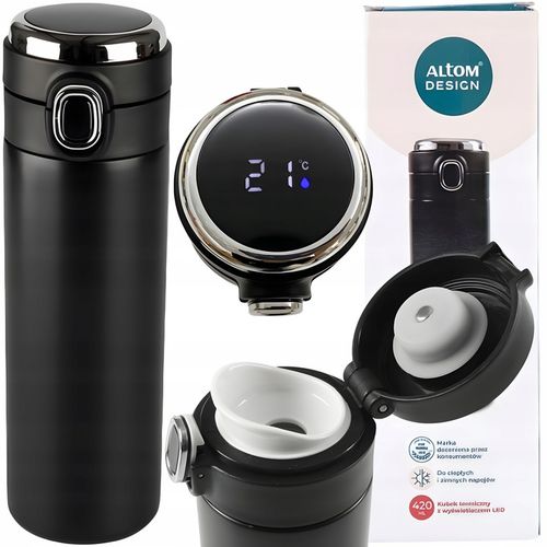 ALTOM KUBEK TERMICZNY TERMOS DO SAMOCHODU PODRÓŻNY WYŚWIETLACZ LCD 420 ML na Arena.pl