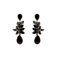 Złote długie wiszące kolczyki CZARNE z cyrkoniami łezki listki lekkie na we
