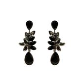 Złote długie wiszące kolczyki CZARNE z cyrkoniami łezki listki lekkie na we