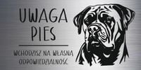 Tabliczka 20x10 cm UWAGA PIES Bulmastif LAMINAT Z GRAWEREM