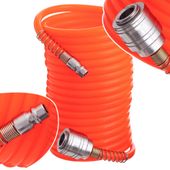 wąż pneumatyczny spiralny 15m 5x8mm przewód 8bar szybkozłącza do sprężarki
