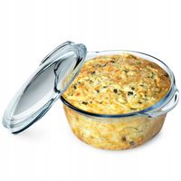 KADAX Naczynie Żaroodporne Szklane 2,15L Z Pokrywką Do Zapiekania Okrągłe