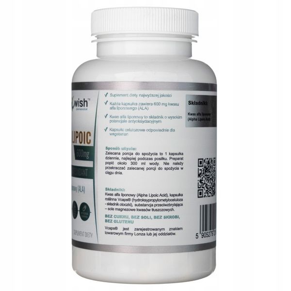 WISH KWAS ALFA LIPONOWY ALA 600 MG - 120 KAPSUŁEK zdjęcie 3