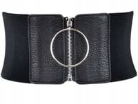 Szeroki Czarny Gorset Pasek Pas Gumowy Elastyczny