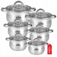 KOMPLET GARNKÓW NA INDUKCJĘ GAZ ZE STALI NIERDZEWNEJ ZESTAW 12 ELE ZILNER