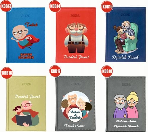 KALENDARZ A5 2026 DZIENNY NADRUK terminarz prezent na dzień babci dziadka na Arena.pl