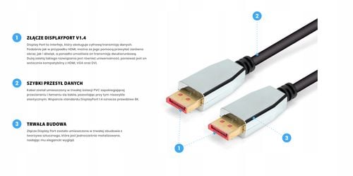 kabel display port displayport dp 1.4 8k 4k dsc na Arena.pl