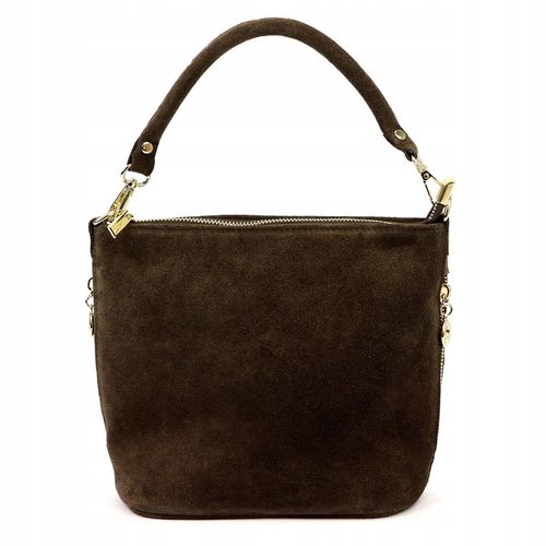 WŁOSKA SKÓRZANA TOREBKA DAMSKA LISTONOSZKA BORSE IN PELLE ZAMSZOWA BRĄZOWA na Arena.pl