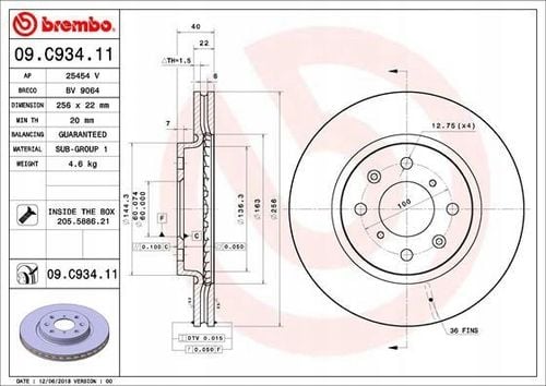TARCZA HAM PRZOD 256X22 V BREMBO na Arena.pl