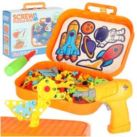 Klocki Konstrukcyjne z Wkrętarką Układanka w Walizce Kreatywna Mozaika