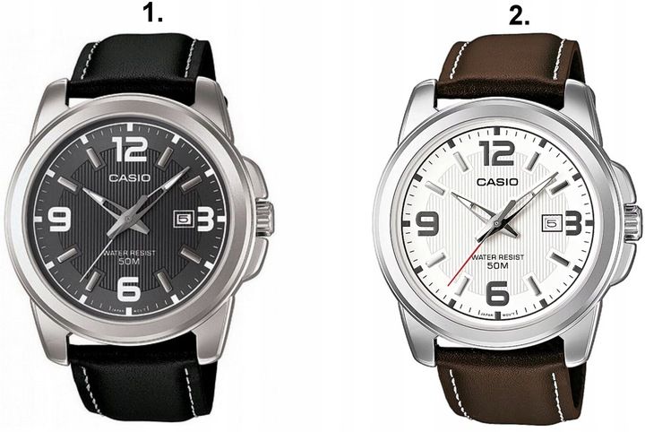 ZEGAREK MĘSKI CASIO MTP-1314 skórzany datownik + BOX +GRAWER zdjęcie 6