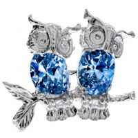 SREBRNA BROSZKA SOWY Z CYRKONIAMI SREBRO PRÓBY 925 DOSTĘPNE RÓŻNE KOLORY