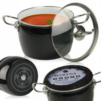 GARNEK TRADYCYJNY EMALIOWANY 3L CZARNY BARYŁKA Z POKRYWKĄ GAZ INDUKCJA