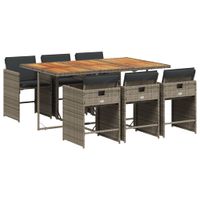 7-cz. zestaw mebli ogrodowych z poduszkami, szary, rattan PE