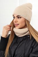CZAPKA ALPAKA MODNA GŁADKA DAMSKA KOBIECA CIEPŁA NA ZIMĘ KARMELOWY 2110