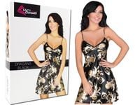 Złoto czarna satynowa koszulka bielizna damska M