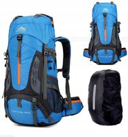 Plecak turystyczny trekkingowy 70L Traper 3 BLUE osłona przeciwdeszczowa