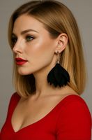 Kolczyki długie jedwabne kwiaty Blossom CZARNE