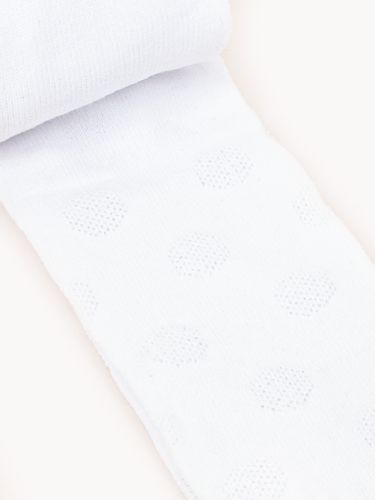 Rajstopy dziewczęce bawełniane żakardowe białe kółeczka 80-86 YOCLUB na Arena.pl