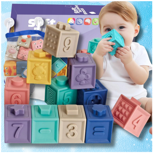 miękkie kreatywne klocki sensoryczne dla niemowląt dzieci funkcja gryzaka na Arena.pl