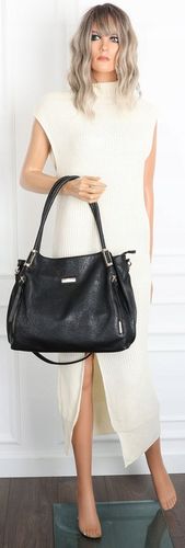 Torebka Damska Shopper Worek Pojemna Miejska Modna Torba CH7721 Czarna na Arena.pl