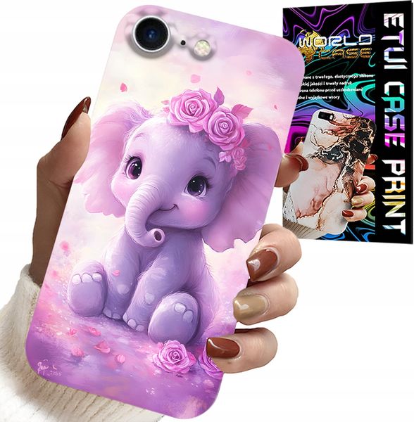 ETUI DO IPHONE 16e - SŁODKI SŁONIK NA RÓŻOWYM TLE CASE +FOLIA zdjęcie 1