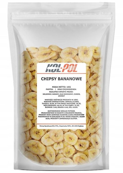 Chipsy bananowe 1kg Banany suszone wysoka jakość | Kol-Pol zdjęcie 1