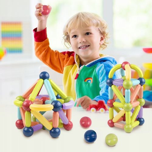 KLOCKI MAGNETYCZNE KONSTRUKCYJNE EDUKACYJNE DUŻY ZESTAW 120 ELEMENTÓW na Arena.pl