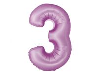 Balon foliowy "cyfra 3", lawendowa mat, 78 cm [balon na hel]