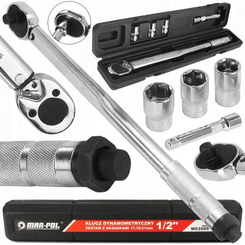 KLUCZ DYNAMOMETRYCZNY 1/2 210 Nm NASADKI PRZEDŁUŻKI na Arena.pl