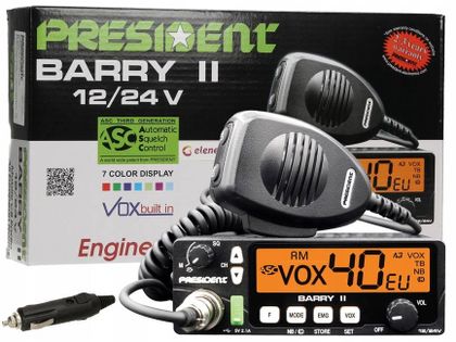 Cb Radio President Barry II 12/24V ASC VOX z USB 7 kolor