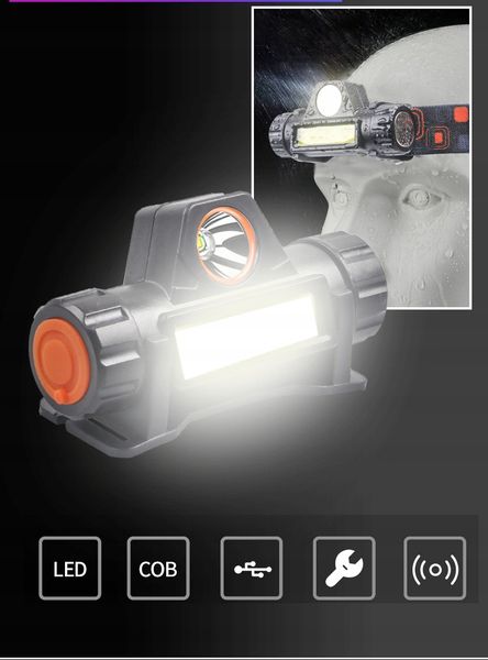 CZOŁÓWKA LED Magnes USB Akumulator MOCNA XPE COB zdjęcie 12