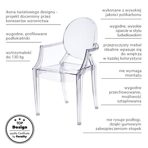 Krzesło Royal inspirowane Louis Ghost transparentne na Arena.pl