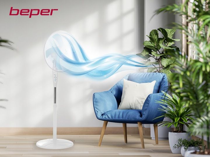 WENTYLATOR PODŁOGOWY BEPER WIATRAK STOJĄCY 5 ŁOPATEK 130cm 40W PILOT TIMER zdjęcie 5