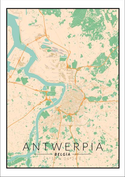 Antwerpia mapa kolorowa - plakat 21x29,7 cm zdjęcie 1