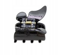 Piękna spinka klamra akrylowa średnia motyl brokatowa 4,5cm czarny