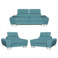 Zestaw mebli wypoczynkowych Bosso Sofa 2os fotele niebieskie Family Meble