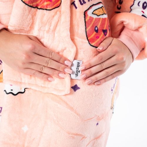 Gruba Bluza Koc 2w1 Oversize Ciepła Sherpa Kaptur Różowa w Sushi na Arena.pl