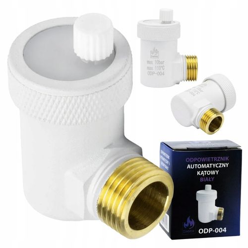 ODPOWIETRZNIK AUTOMATYCZNY AUTOMAT 1/2" CALA KĄTOWY BOCZNY BIAŁY na Arena.pl