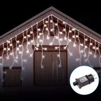 Lampki sople 200 LED 10m zimna biel niskonapięciowe do efektownego oświetlenia zewnętrznego