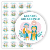 NAKLEJKI etykiety DZIEŃ BABCI I DZIADKA upominek czekoladę 24szt. 5cm