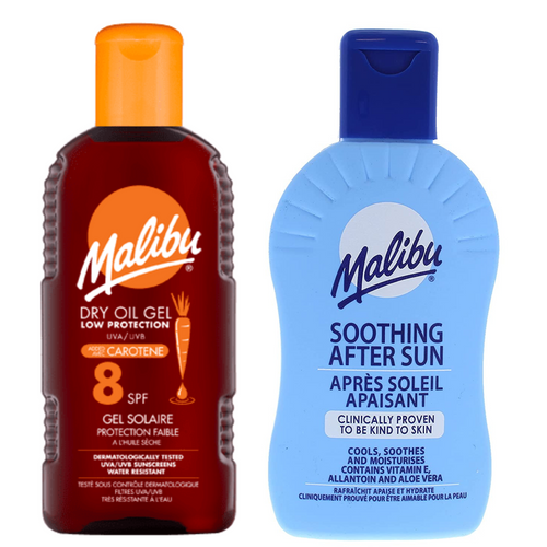 Malibu Suchy Żel Z Karotenem SPF8 200ml + Balsam Po Opalaniu 200ml na Arena.pl