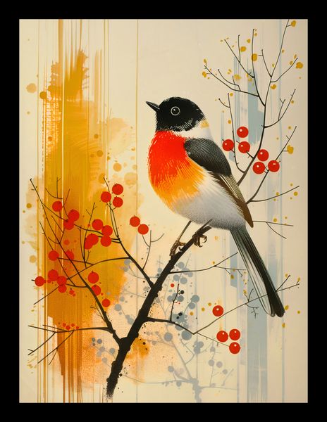 Plakat 15x20cm Jesienny Rudzik zdjęcie 2