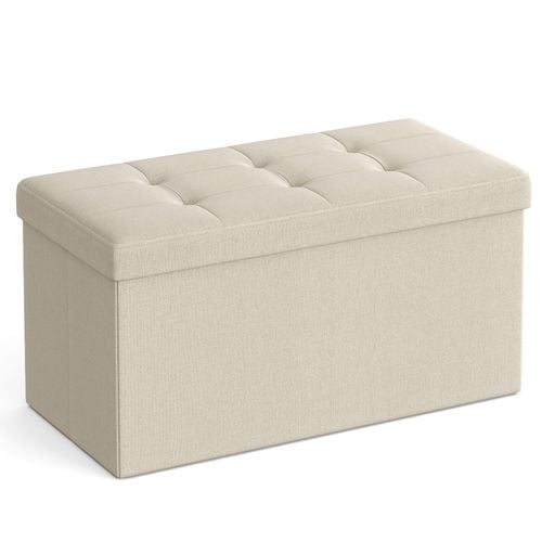 Pufa beżowa organizer składana 76x38x38 cm z dużym pojemnikiem na Arena.pl