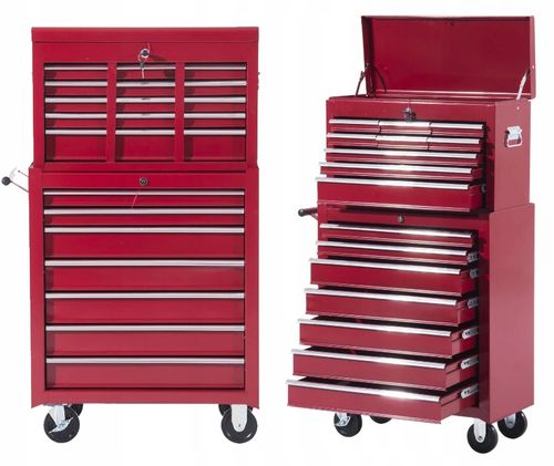 Wózek Narzędziowy 16 Szuflad 61,5 x 33 x 113 cm - Czerwony na Arena.pl