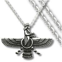 Męski srebrny naszyjnik perski z zawieszką stal chirurgiczna