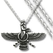 Męski srebrny naszyjnik perski z zawieszką stal chirurgiczna