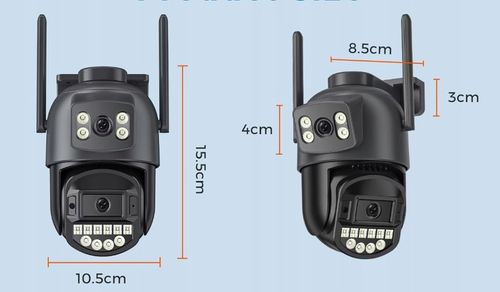 PODWÓJNA KAMERA ZEWNĘTRZNA FHD 2X5MP ZOOM OBROTOWA IP WIFI ALARM DETEKCJA na Arena.pl