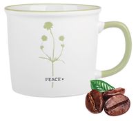 Kubek porcelanowy Ravi New Bone 360 ml PEACE zielony tłoczony
